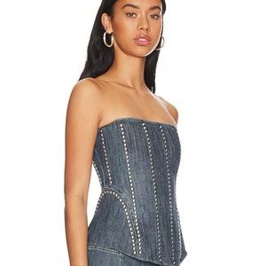 Miaou denim studded corset